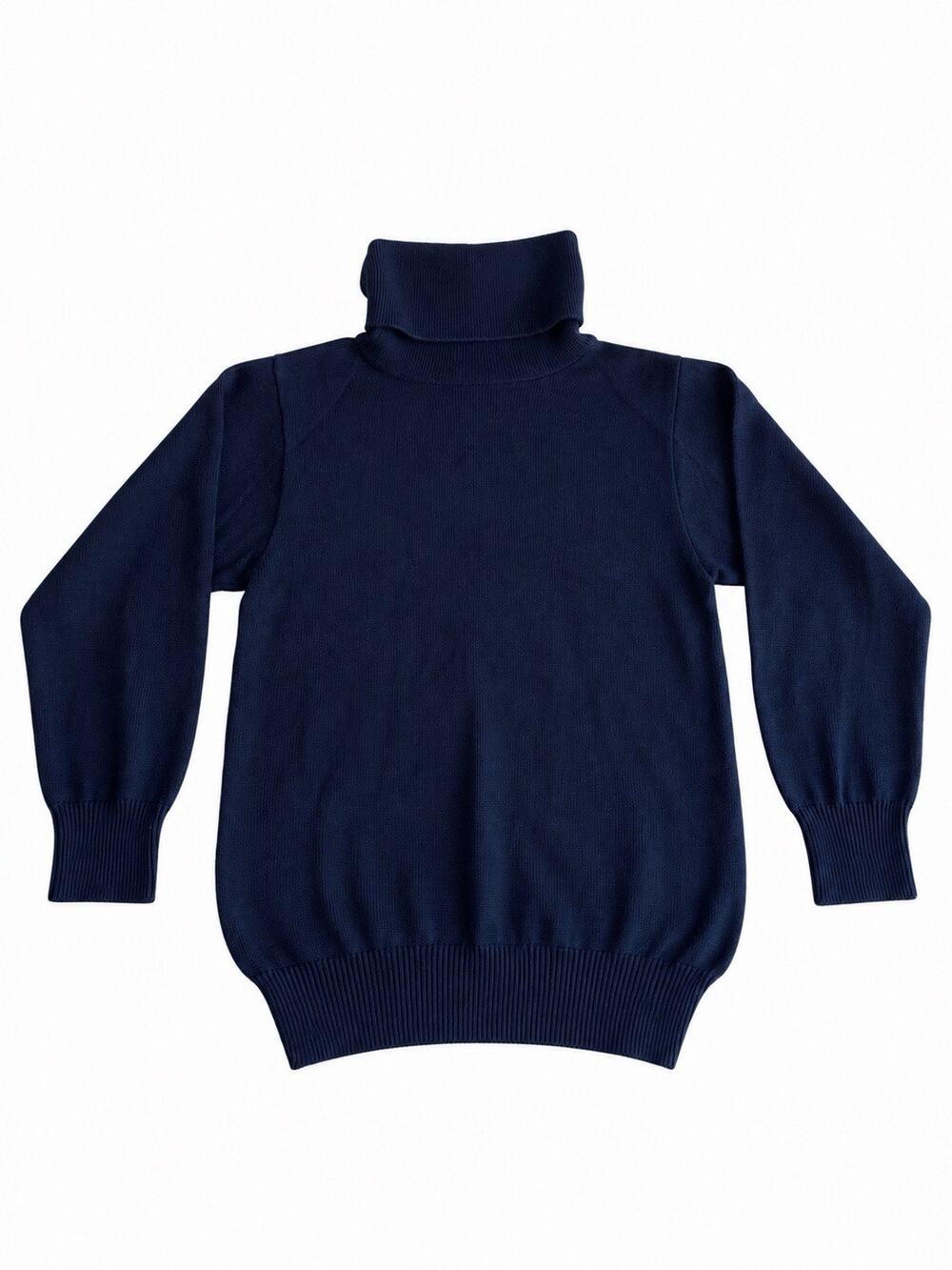 Women’s Navy Blue Turtleneck Sweater Size Large Long Sleeve Knit Pullover